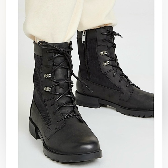 Sorel Emelie ll Combat Military Tall Boots Waterproof Lace Up Gorpcore Like New - Picture 1 of 17